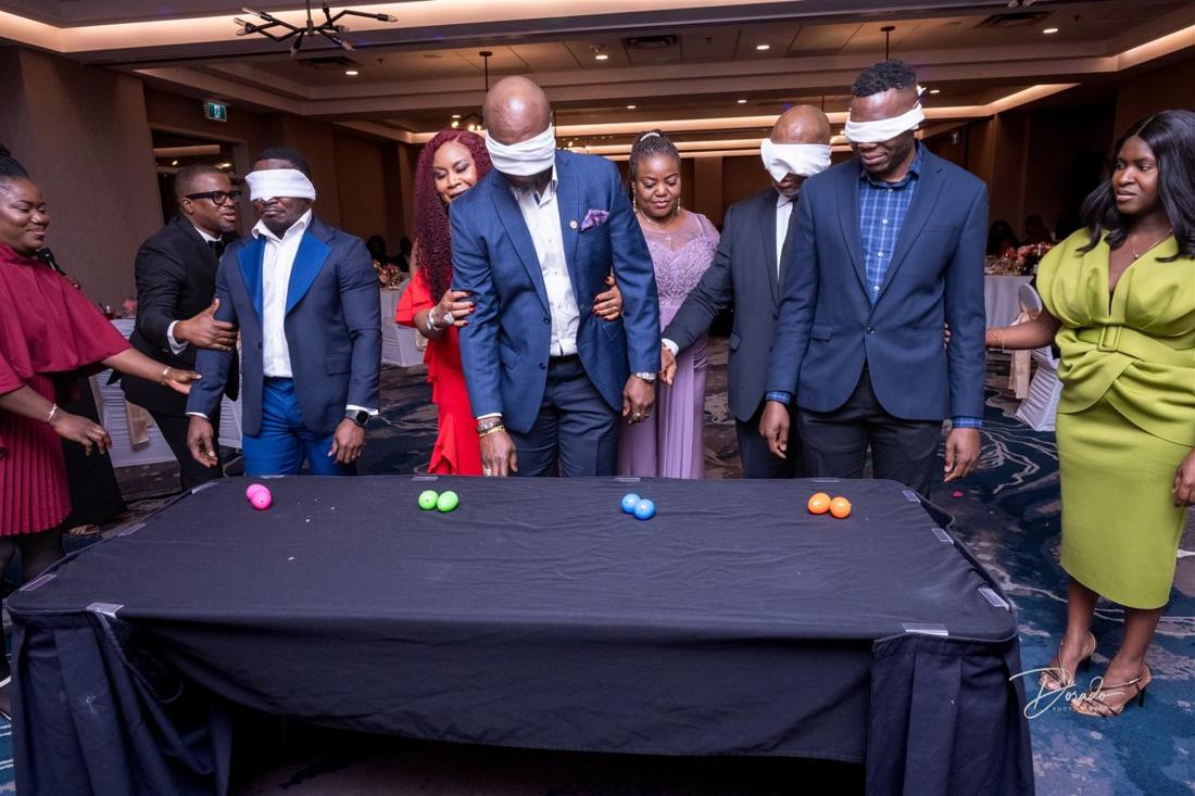 Couples playing a game