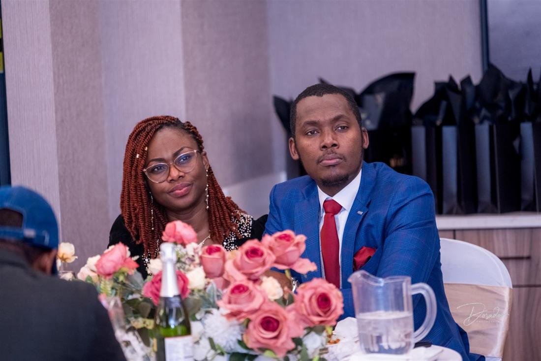A couple at their table
